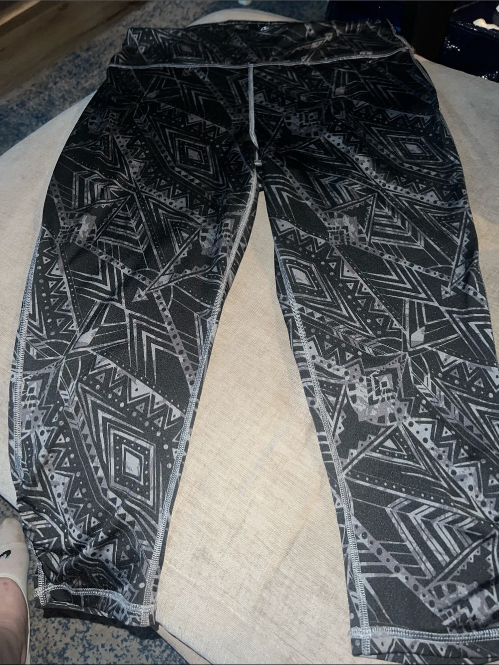 GAIAM Black & Gray Aztec Print Workout Leggings